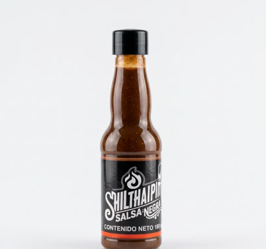 Shilthaipin Negra® Salsa Picante con Chiltepín y Salsa Soya – 180ml